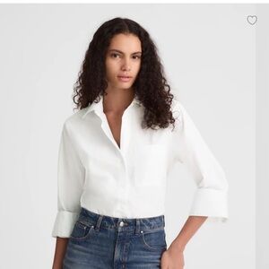 Madewell Button-Up Shirt White Size XXL Easy Y-Neck NWOT